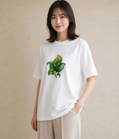 プリントTシャツ レディース 観葉植物 植物 ボタニカル イラスト カフェコーデ カフェ服 クリスマス 白T