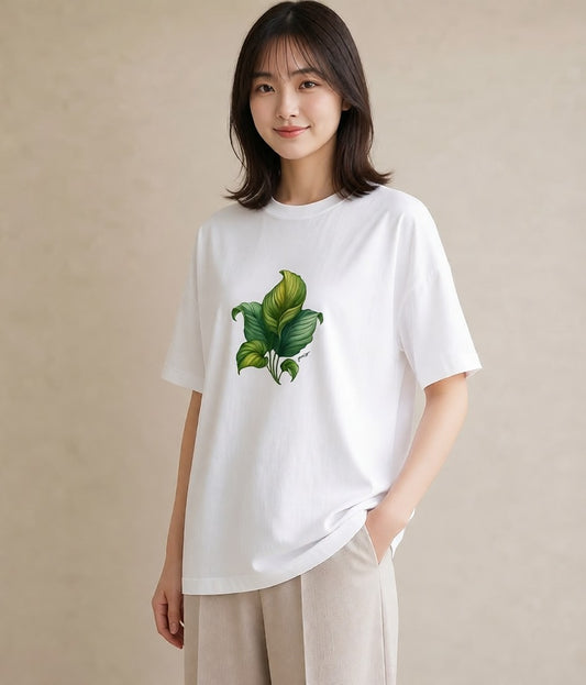 プリントTシャツ レディース 観葉植物 植物 ボタニカル イラスト カフェコーデ カフェ服 クリスマス 白T