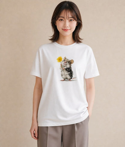 半袖Tシャツ レディース ハムスター ペット 動物 イラスト ガーリー ビーチ デイリーウェア 白T