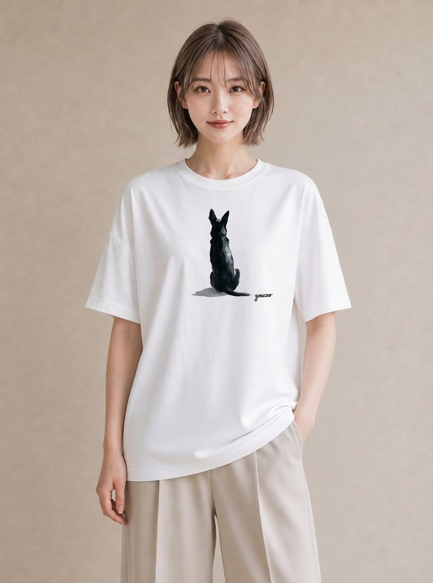 デザインTシャツ レディース 老犬 犬 いぬ イラスト モード お揃い 親子 白T