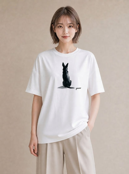 デザインTシャツ レディース 老犬 犬 いぬ イラスト モード お揃い 親子 白T