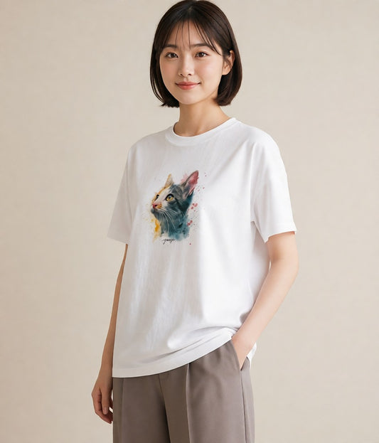 デザインTシャツ レディース スフィンクス 猫 ねこ イラスト 北欧風 旅行 母娘コーデ 白T