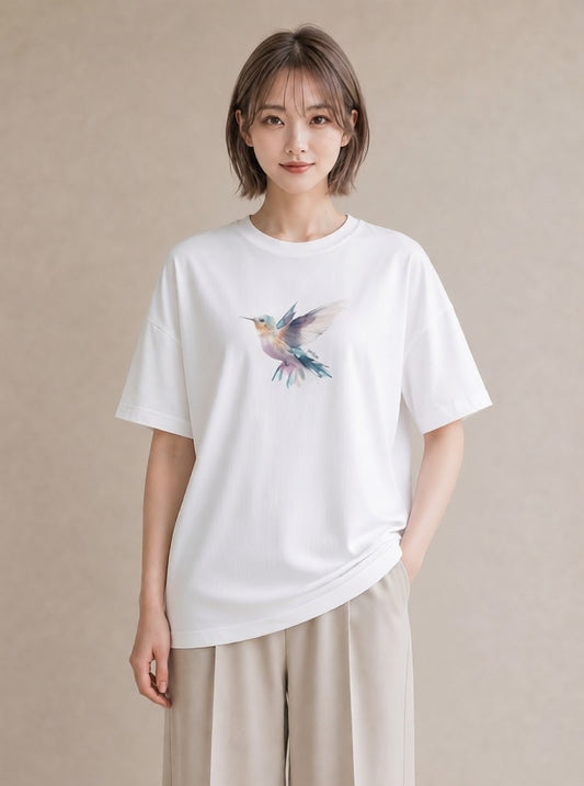 グラフィックTシャツ レディース インコ ペット 動物 イラスト 可愛い 海 カフェ巡り 白T