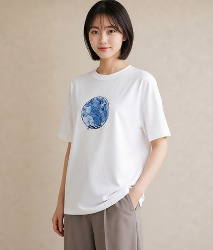 デザインTシャツ レディース 牡羊座 星空 宇宙 イラスト 普段使い ママ カフェ服 白T