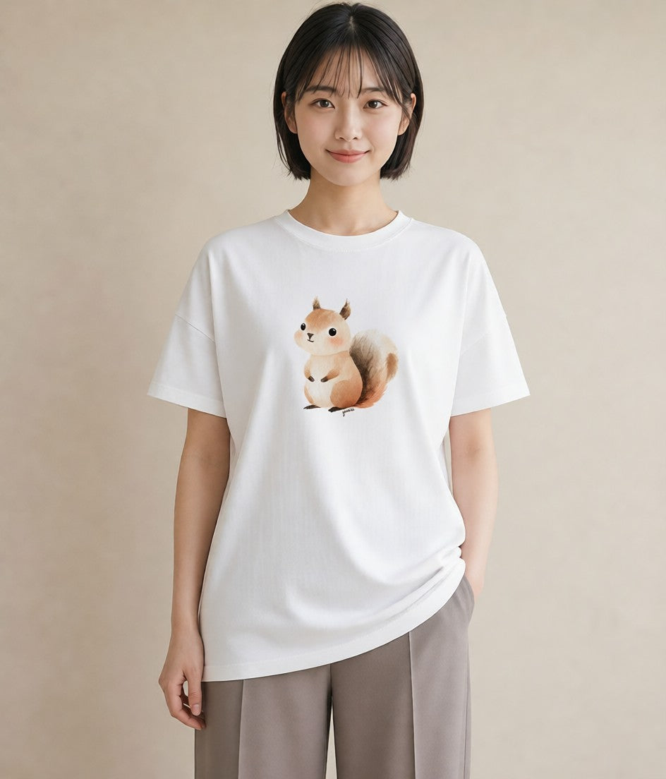Tシャツ レディース どんぐり 植物 ボタニカル イラスト シック 姉妹 送別ギフト 白T