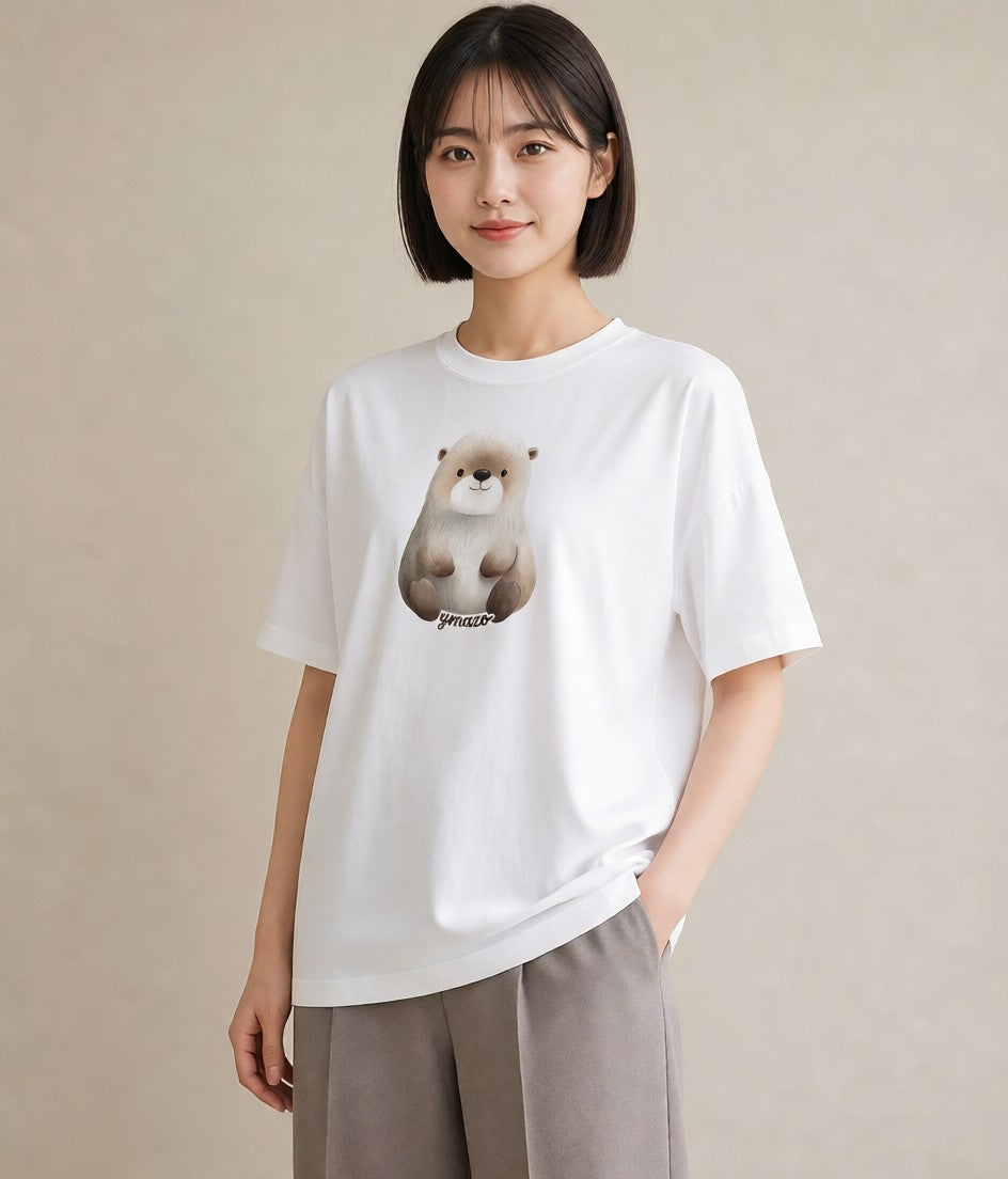 デザインTシャツ レディース フェレット ペット 動物 イラスト カジュアル 秋コーデ おしゃれギフト 白T