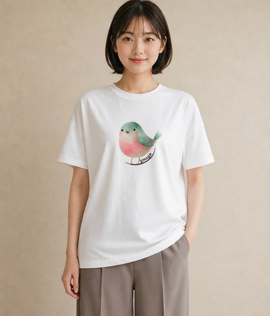 グラフィックTシャツ レディース コザクラインコ ペット 動物 イラスト 休日コーデ 送別ギフト 通勤 白T