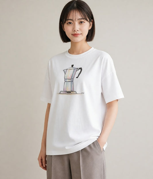 Tシャツ レディース コーヒー カフェ 珈琲 イラスト 20代 カジュアルコーデ 白T