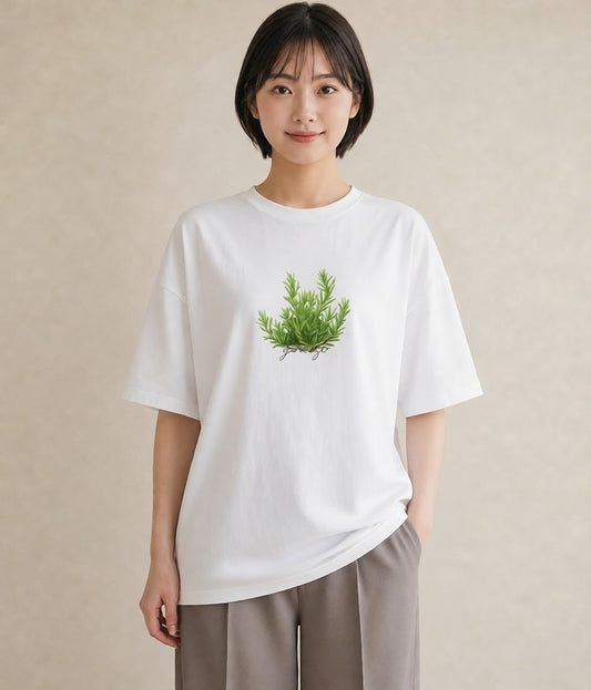 プリントTシャツ レディース ハーブ 植物 ボタニカル イラスト ゆるかわ ペアコーデ 秋コーデ 白T