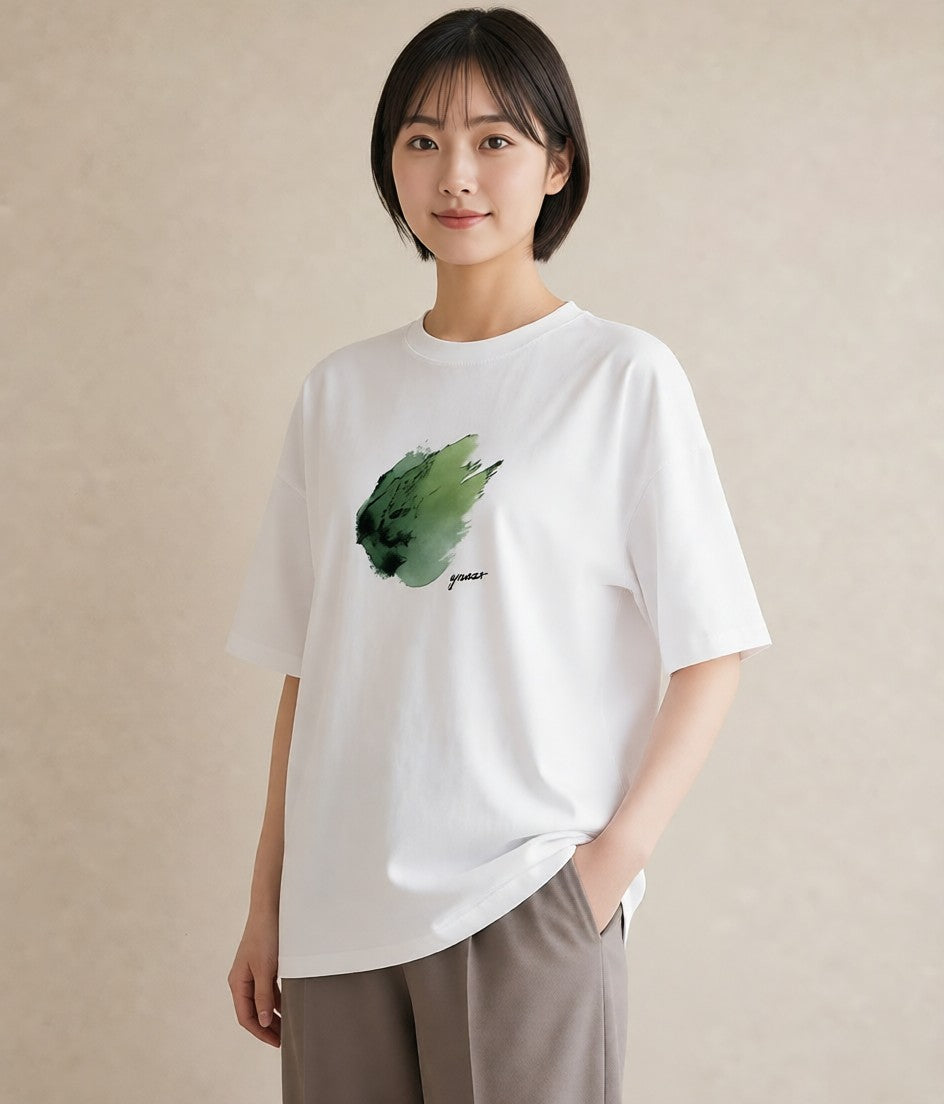 デザインTシャツ レディース 芝生 植物 ボタニカル イラスト ユニーク カフェ服 クリスマス 白T
