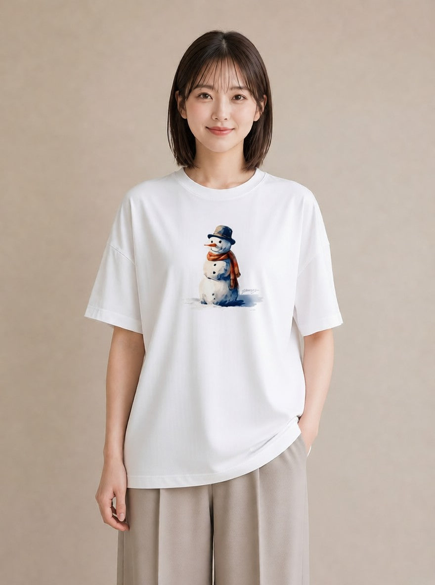 Tシャツ レディース 雪 星空 宇宙 イラスト ポップ 秋コーデ おしゃれギフト 白T