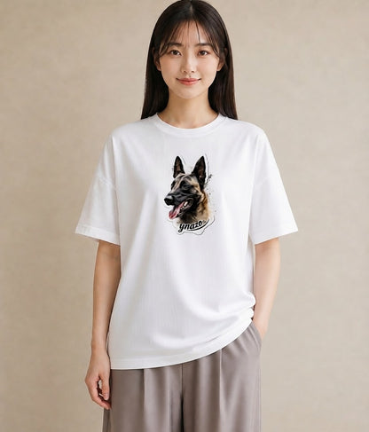 デザインTシャツ レディース ジャーマンシェパード 犬 いぬ イラスト カジュアル ギフト 母の日 白T