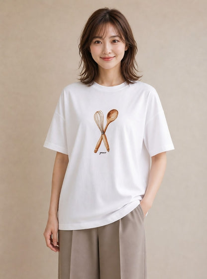プリントTシャツ レディース 手鏡 アンティーク レトロ ナチュラル イラスト 手描き風 おしゃれギフト 社会人 白T