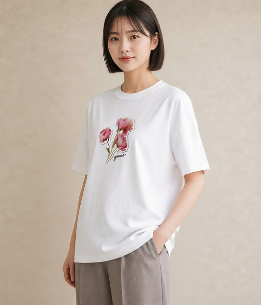 デザインTシャツ レディース 観葉植物 植物 ボタニカル イラスト ミセス 春コーデ 白T