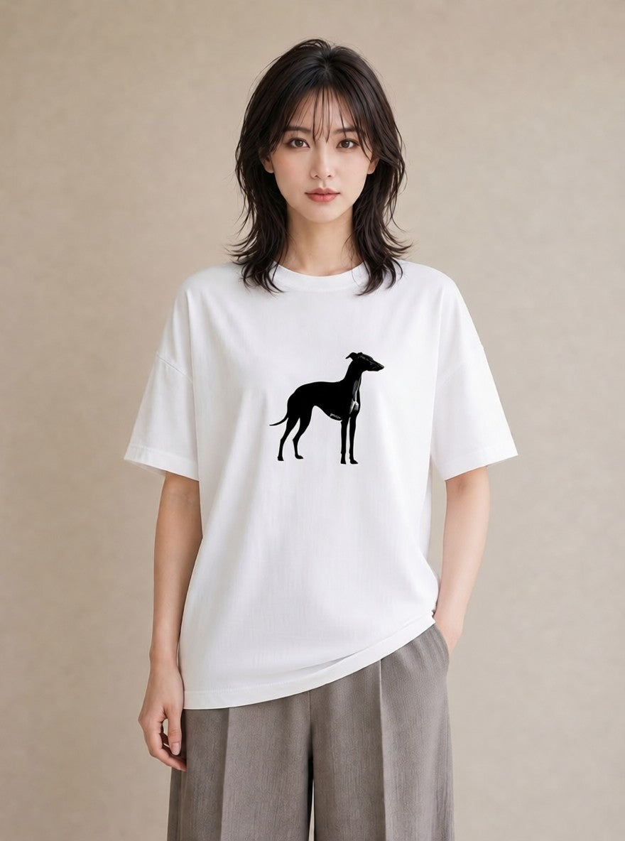 半袖Tシャツ レディース イタリアングレーハウンド 犬 いぬ イラスト アート風 ビーチ デイリーウェア 白T