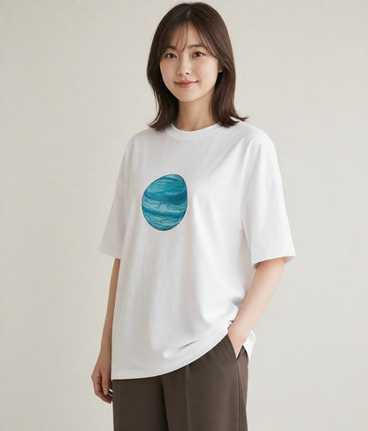 半袖Tシャツ レディース 土星 星空 宇宙 イラスト モード 夏コーデ 通学 白T