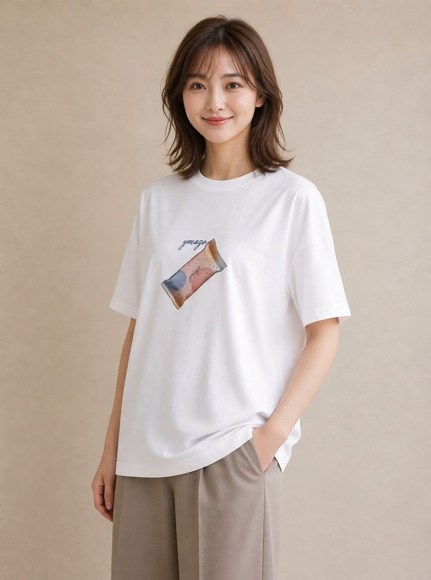 Tシャツ レディース アイス 食べ物 フード イラスト 普段使い 散歩 お出かけ 白T