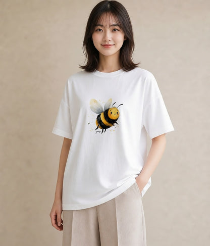 プリントTシャツ レディース ハニー 食べ物 フード イラスト ミニマル 買い物 夏コーデ 白T