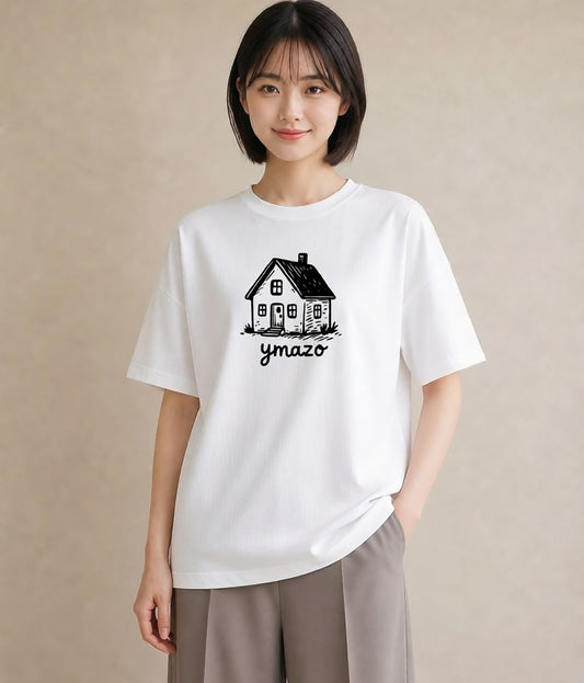 デザインTシャツ レディース 湖畔の小屋 湖 小屋 ナチュラル アンティーク イラスト 上品 秋コーデ おしゃれギフト 白T