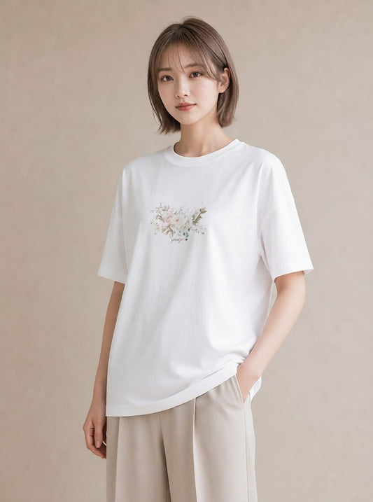 半袖Tシャツ レディース 封蝋 手紙 アンティーク ナチュラル イラスト ガーリー 春コーデ 姉妹 白T