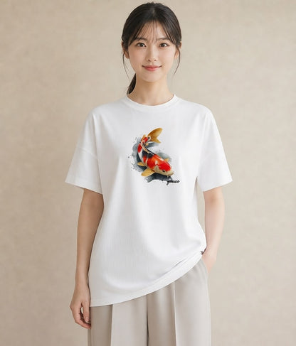 Tシャツ レディース 出目金 ペット 動物 イラスト 抜け感 自分用 ルームウェア 白T