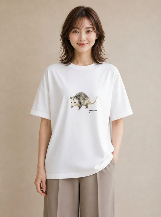 半袖Tシャツ レディース キンクマハムスター ペット 動物 イラスト ゆるコーデ カフェ巡り 女子会 白T