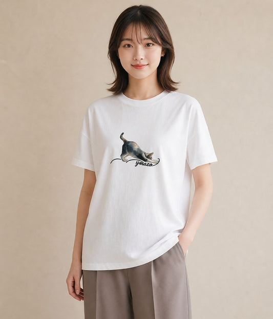 半袖Tシャツ レディース ブリティッシュショートヘア 猫 ねこ イラスト お洒落 旅行 母娘コーデ 白T