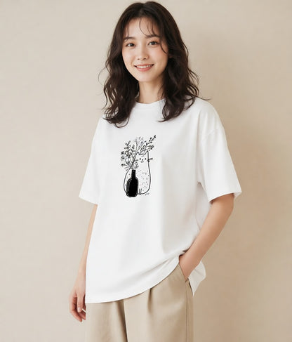 プリントTシャツ レディース 猫 ねこ ネコ イラスト 淡色 ギフト 母の日 白T
