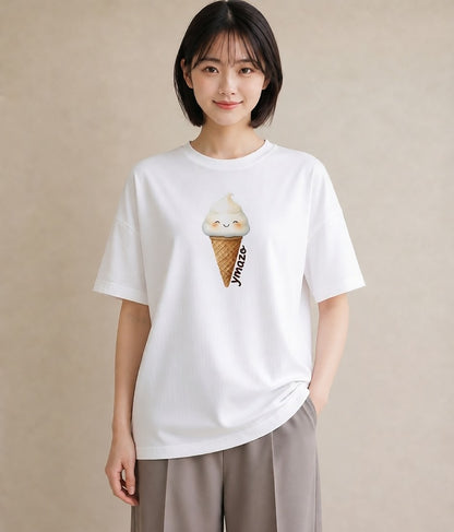 半袖Tシャツ レディース パフェ 食べ物 フード イラスト フェミニン 散歩 お出かけ 白T
