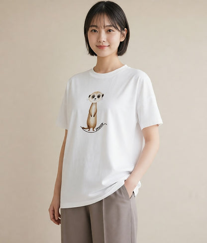 グラフィックTシャツ レディース コツメカワウソ 動物 アニマル イラスト モード 普段着 週末コーデ 白T