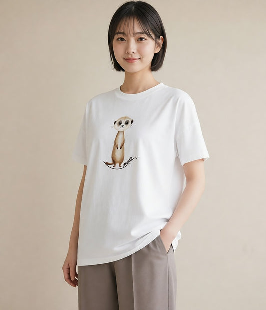 グラフィックTシャツ レディース コツメカワウソ 動物 アニマル イラスト モード 普段着 週末コーデ 白T