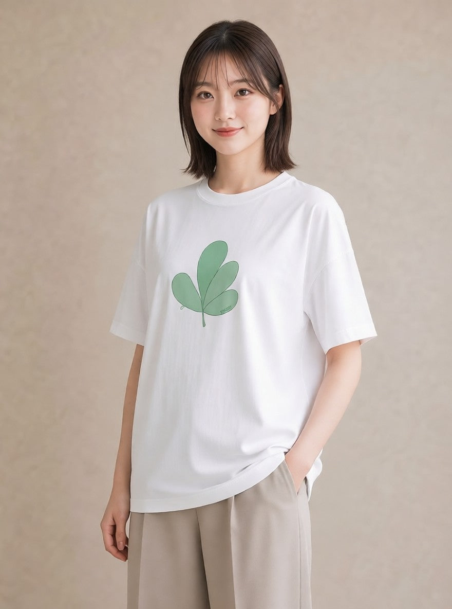 プリントTシャツ レディース ユーカリ 植物 ボタニカル イラスト モード 部屋着 女性向けギフト 白T