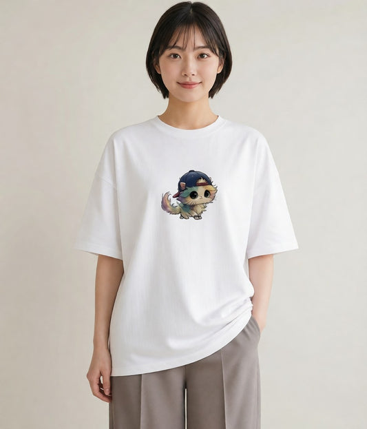 デザインTシャツ レディース ニャンコ 猫 ねこ イラスト ユニーク クリスマス 旅行 白T