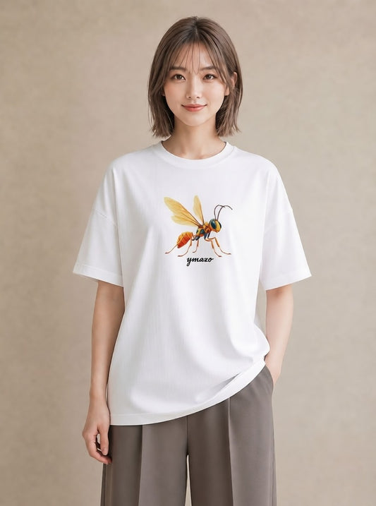 グラフィックTシャツ レディース ホタル 昆虫 虫 イラスト 上品 秋コーデ おしゃれギフト 白T