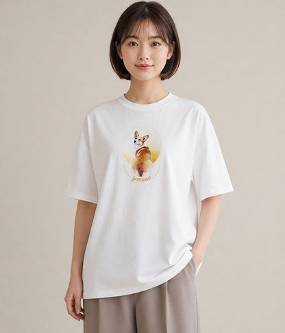 グラフィックTシャツ レディース ウェルシュコーギー コーギー 犬 いぬ イラスト ゆるかわ デート 帰省 白T