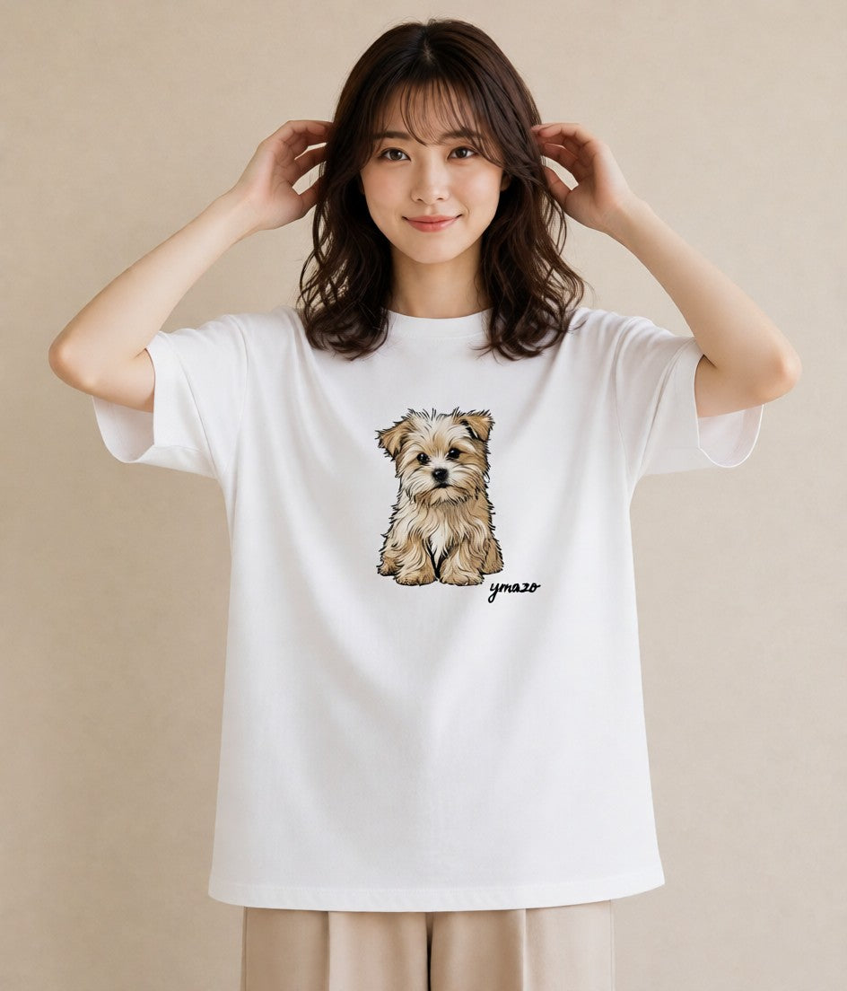 グラフィックTシャツ レディース 子犬 犬 いぬ イラスト シンプル 女性向けギフト 散歩 白T