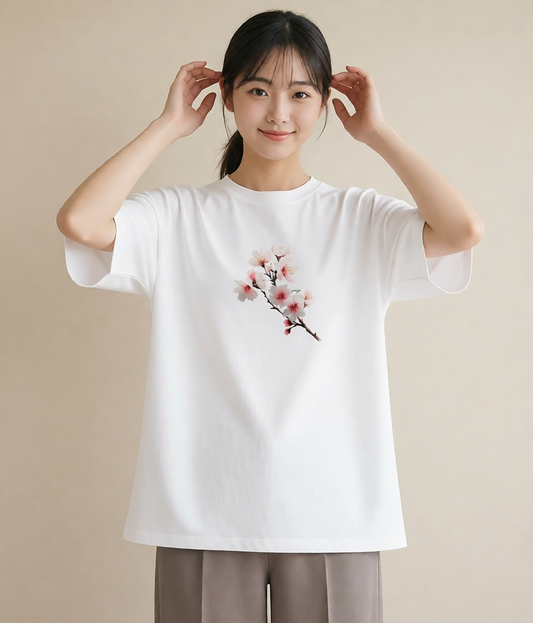 Tシャツ レディース さくら 桜 サクラ 花 花柄 イラスト ラフ レイヤード 友達ギフト 白T
