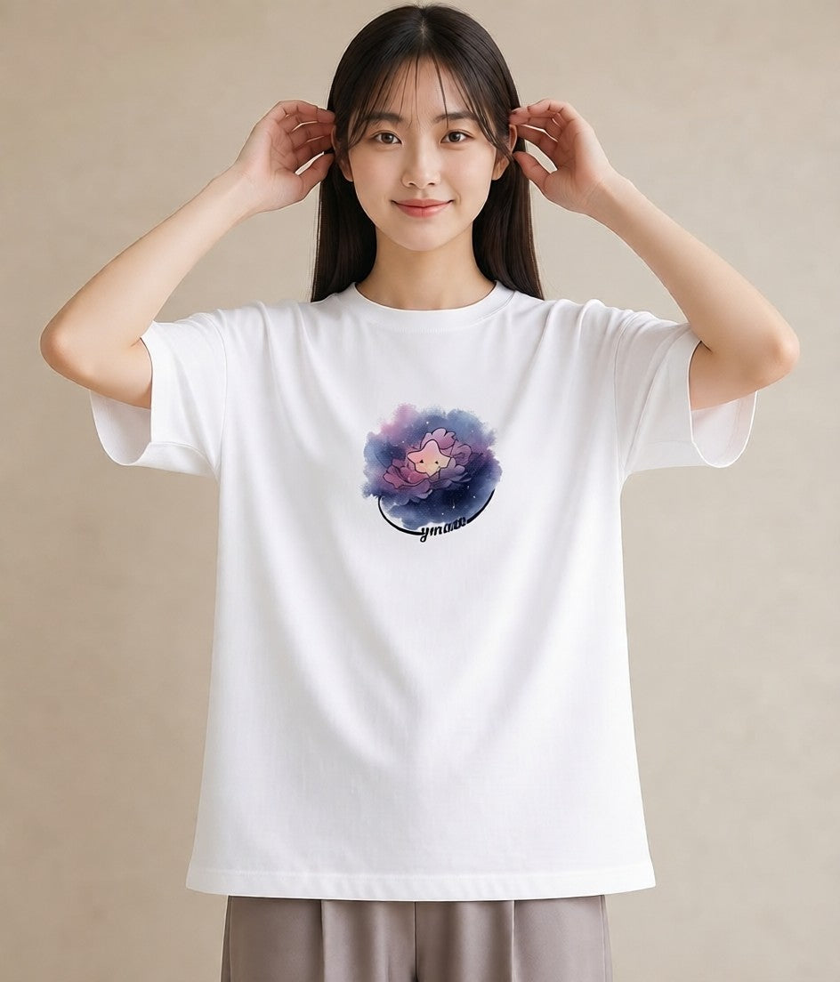 グラフィックTシャツ レディース 牡牛座 星空 宇宙 イラスト フェミニン 公園 ママ 白T