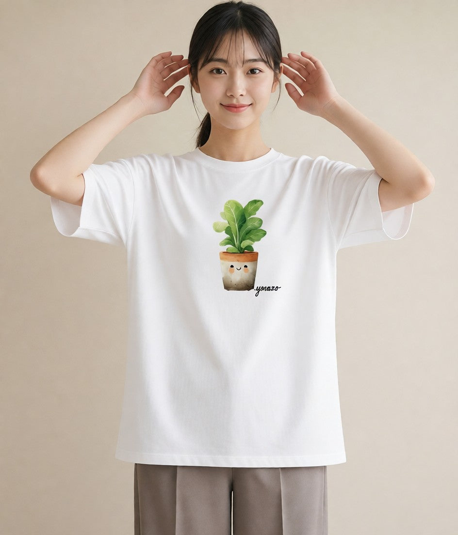 Tシャツ レディース 多肉植物 植物 ボタニカル イラスト 韓国風 母の日 ビーチ 白T