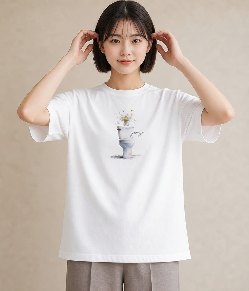 デザインTシャツ レディース ポスト 野の花 レトロ ナチュラル アンティーク イラスト お洒落 休日 ペアコーデ 白T