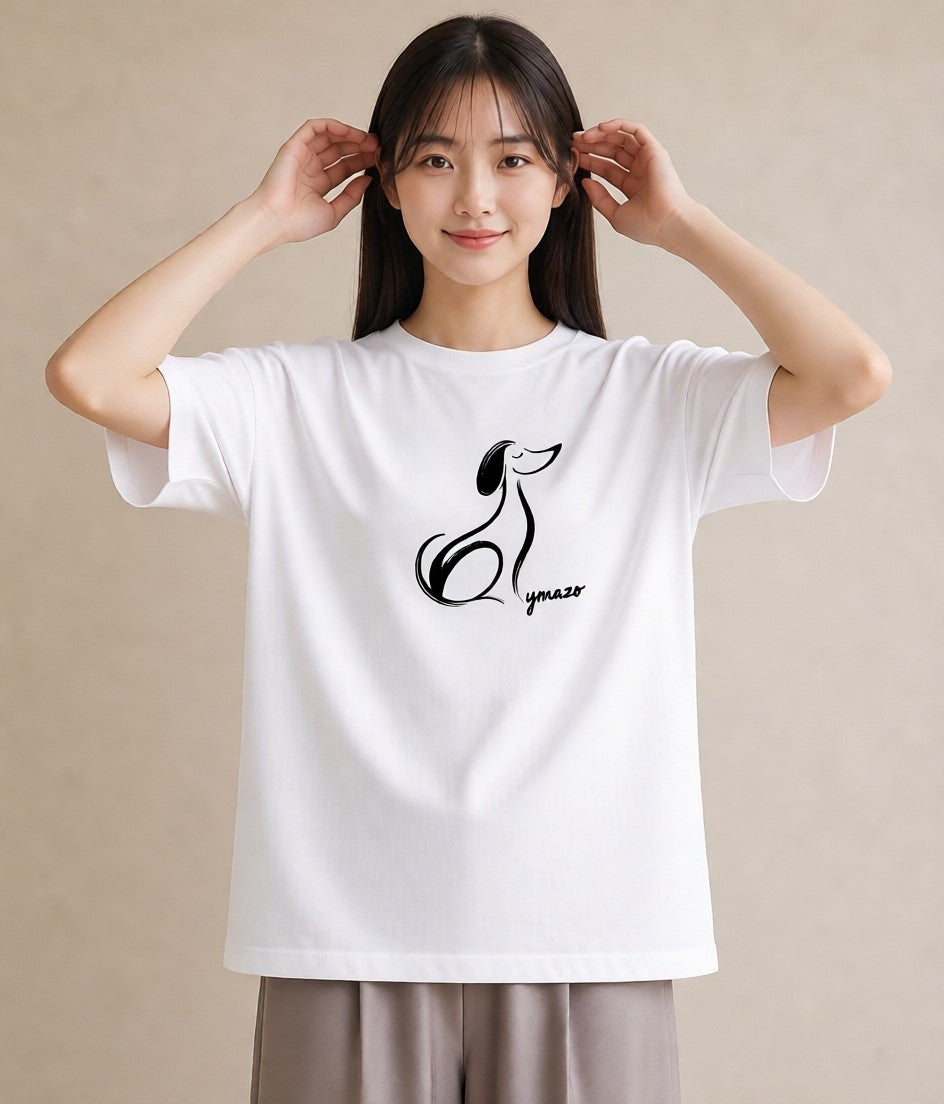 Tシャツ レディース 犬 いぬ わんこ イラスト ガーリー 女性向けギフト 散歩 白T