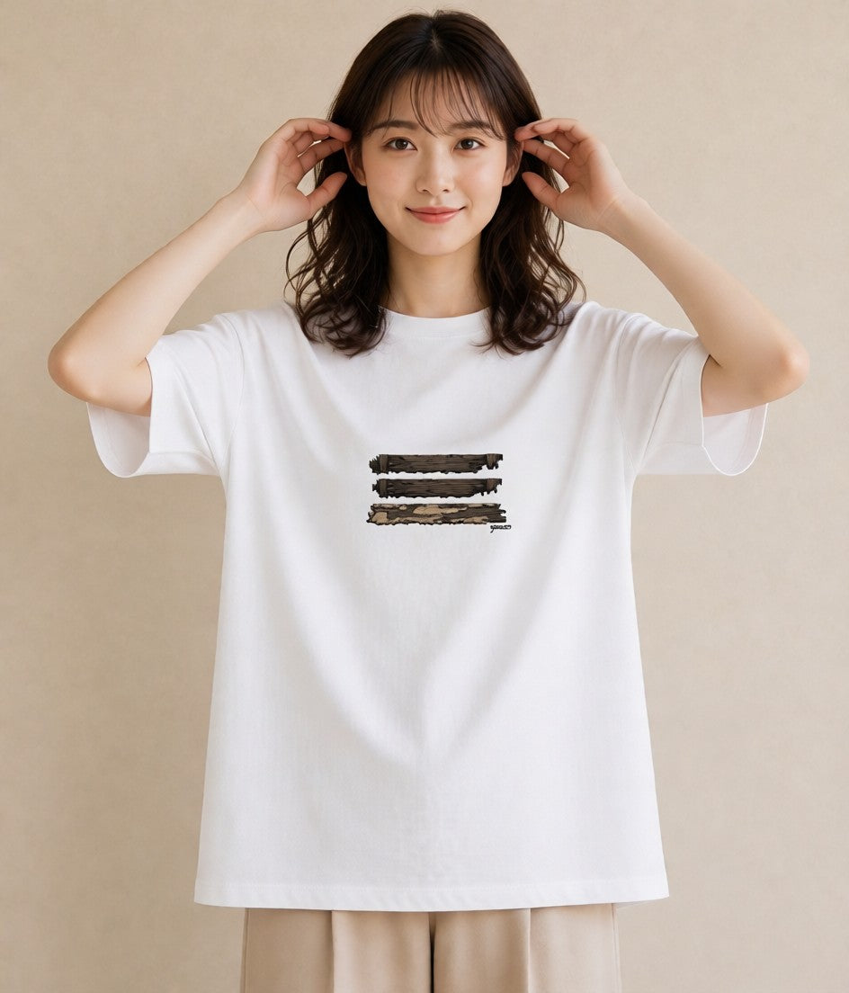 Tシャツ レディース 桟橋 水辺 波止場 ナチュラル アンティーク イラスト ポップ カフェ服 クリスマス 白T