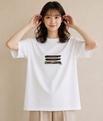 Tシャツ レディース 桟橋 水辺 波止場 ナチュラル アンティーク イラスト ポップ カフェ服 クリスマス 白T