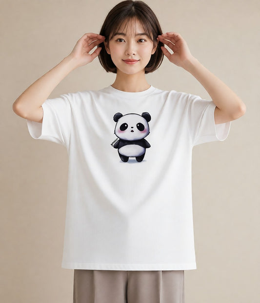Tシャツ レディース レッサーパンダ 動物 アニマル イラスト 淡色 在宅 公園 白T