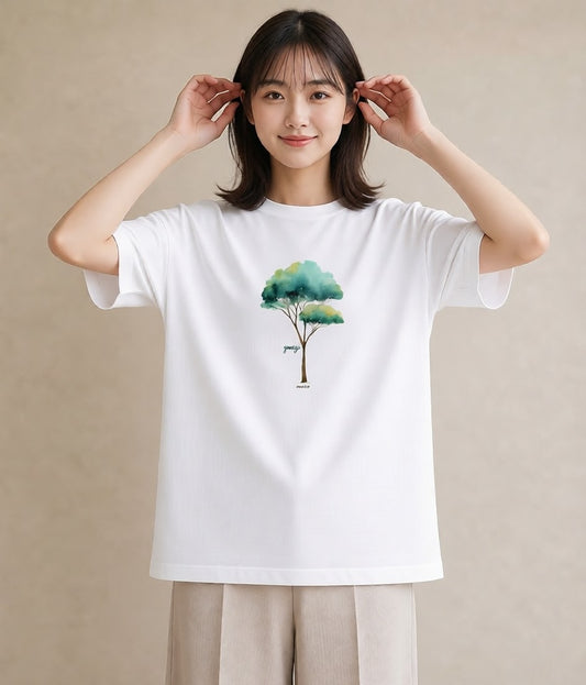 半袖Tシャツ レディース 森 植物 ボタニカル イラスト こなれ感 姉妹 送別ギフト 白T