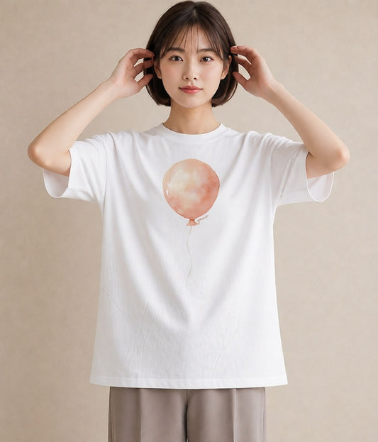 半袖Tシャツ レディース 紙風船 和紙 ナチュラル アンティーク イラスト 休日コーデ クリスマス 旅行 白T
