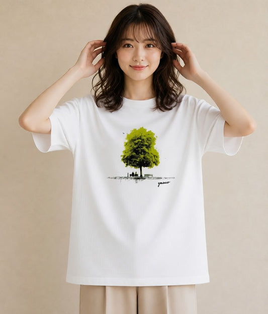 Tシャツ レディース 雨上がりのベンチ ベンチ ナチュラル アンティーク イラスト 旅行コーデ 女性 旅行用 白T