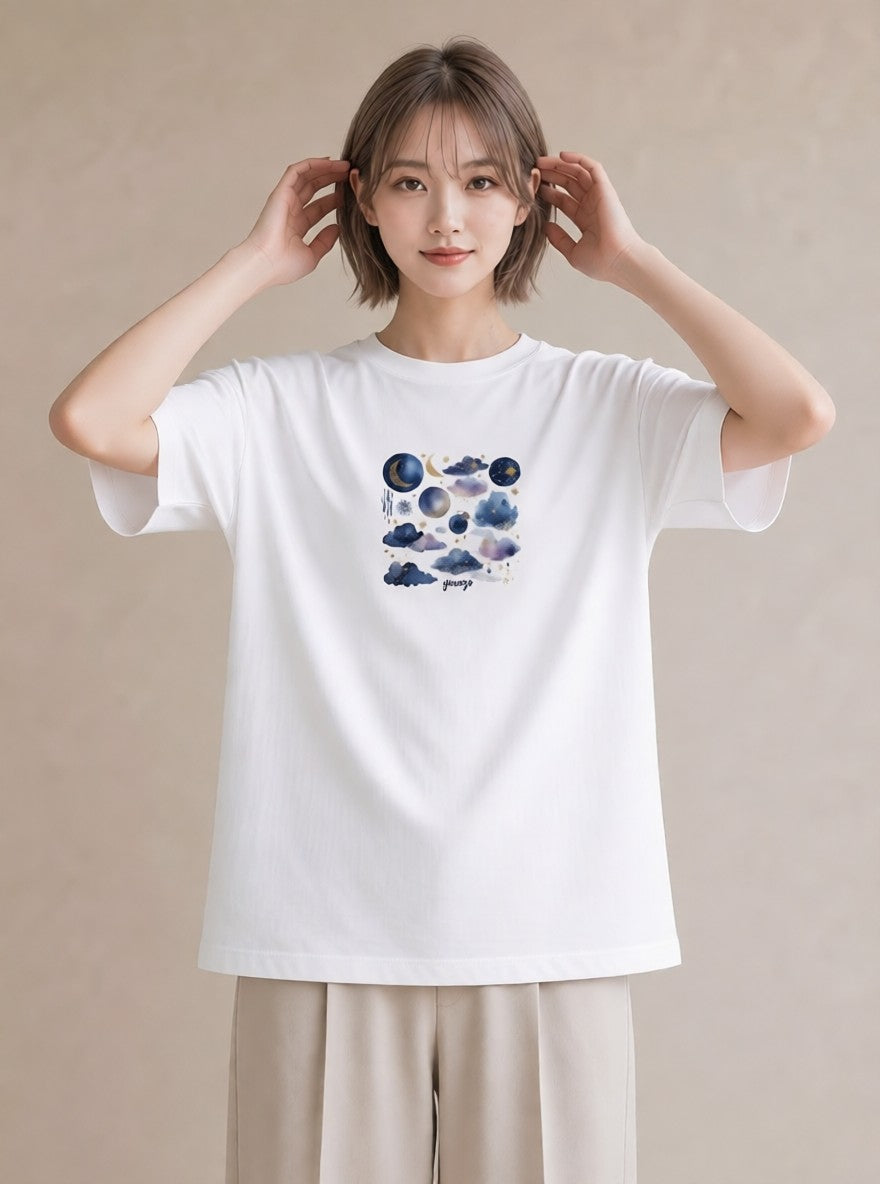 プリントTシャツ レディース 蠍座 星空 宇宙 イラスト お洒落 通勤 在宅 白T