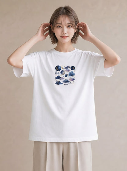 プリントTシャツ レディース 蠍座 星空 宇宙 イラスト お洒落 通勤 在宅 白T