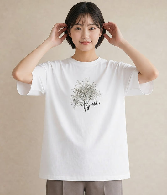 半袖Tシャツ レディース カスミソウ かすみ草 花 花柄 イラスト ニュアンス 旅行用 海 白T